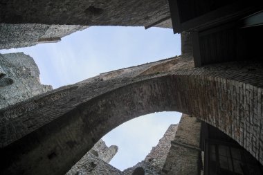 Sacra di San Michele in Turin, seen from the arches. High quality photo