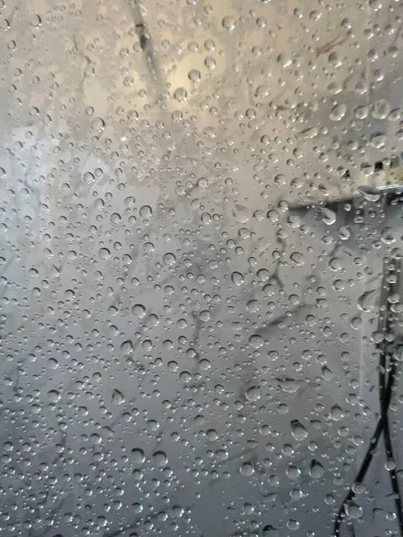 Vitre Vitrée Avec Condensation Gouttes Eau Dans Douche Photo Haute — Photo