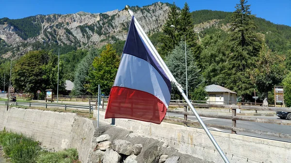 Bandeira Francesa Tremer Vento Foto Alta Qualidade — Fotografia de Stock