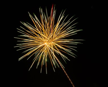Kara gökyüzünde güzel havai fişekler. Yüksek kalite fotoğraf