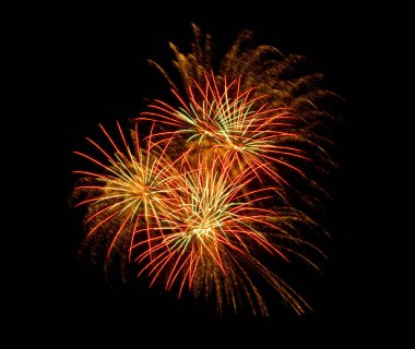 Kara gökyüzünde güzel havai fişekler. Yüksek kalite fotoğraf