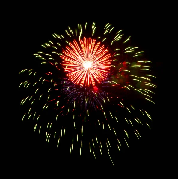 Schönes Feuerwerk Schwarzen Himmel Hochwertiges Foto — Stockfoto