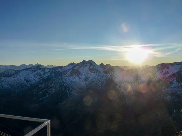 Val Senales Panorama Montanha Vale Nevado Com Geleira Foto Alta — Fotografia de Stock
