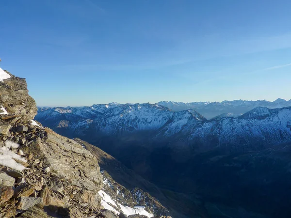 Panorama Val Senales Góry Zaśnieżonej Doliny Słoneczny Dzień Wysokiej Jakości — Zdjęcie stockowe
