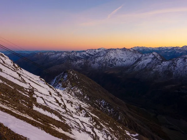 Val Senales Panorama Montanha Vale Nevado Pôr Sol Foto Alta — Fotografia de Stock