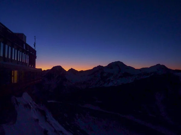 Val Senales Panorama Montanha Vale Nevado Pôr Sol Foto Alta — Fotografia de Stock