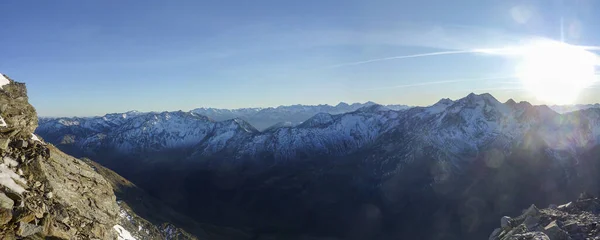 Val Senales Panoráma Hegyre Havas Völgyre Gleccserrel Kiváló Minőségű Fénykép — Stock Fotó