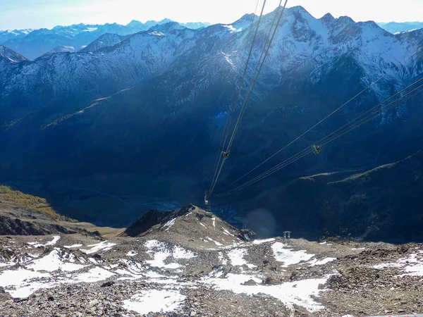 Panorama Val Senales Con Cables Teleférico Foto Alta Calidad —  Fotos de Stock