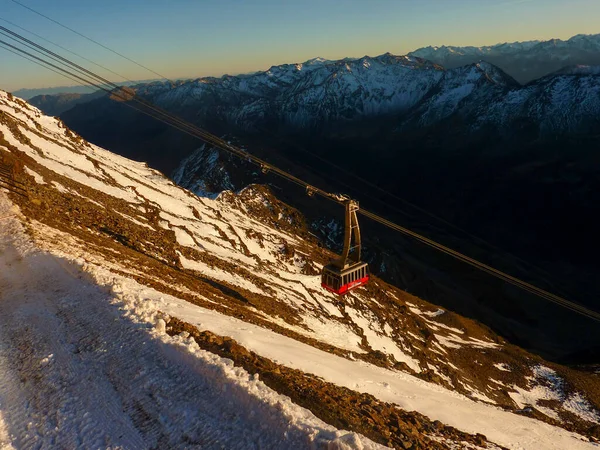 Panorama Val Senales Com Teleférico Cabines Foto Alta Qualidade — Fotografia de Stock