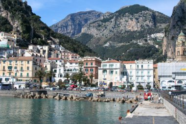 İtalya 'daki Amalfi sahilden panorama. Yüksek kalite fotoğraf