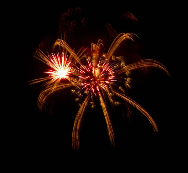 Schönes Feuerwerk Schwarzen Himmel Hochwertiges Foto — Stockfoto