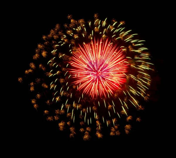 Bellissimi Fuochi Artificio Nel Cielo Nero Foto Alta Qualità — Foto Stock