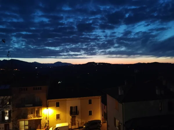 Panorama Des Sonnenuntergangs Von Der Burg Von Montefiorino Modena Auf — Stockfoto