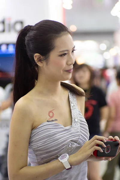 Taipei City Taiwan 2017 Computex Event Beautiful Asian Girl Stand — Stock Photo, Image