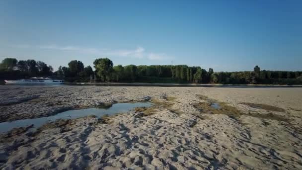 Strand Fluss Boretto Reggio Emilia Bei Sonnenuntergang — Stockvideo