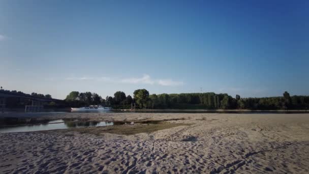 Strand Fluss Boretto Reggio Emilia Bei Sonnenuntergang — Stockvideo