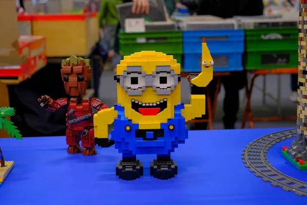 Verona Italia 2019 Verona Modelexpo Lego Creații Minioni Fotografie Înaltă — Fotografie, imagine de stoc