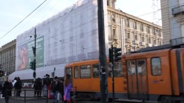 Torino, İtalya: 2022 01 01 Piazza Castello, Torino 'da yılın ilk günü Palazzo Mona ile