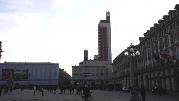 Turín Itálie 2022 Piazza Castello Turíně První Den Roce Palazzo — Stock video