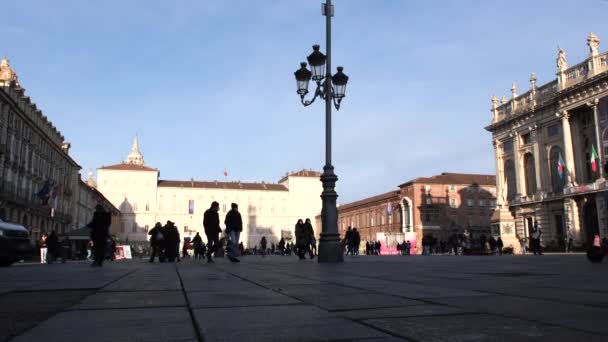 Turin Italien 2022 Piazza Castello Turin Den Första Dagen Året — Stockvideo