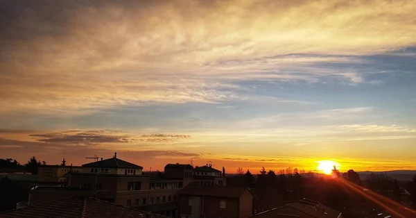 Zonsondergang Boven Bibbiano Reggio Emilia Emilian Heuvels Italië Hoge Kwaliteit — Stockfoto