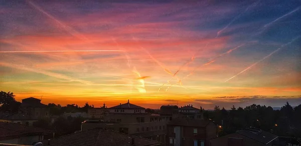 Ηλιοβασίλεμα Στους Λόφους Bibbiano Reggio Emilia Emilia Ιταλία Υψηλής Ποιότητας — Φωτογραφία Αρχείου