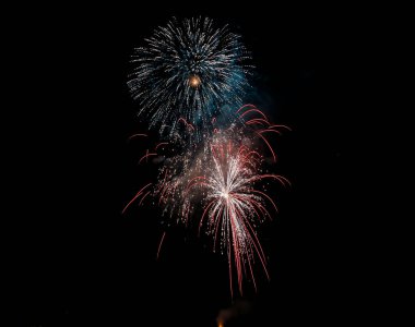 Çiçek ateşi kara gökyüzünde işe yarar. Yüksek kalite fotoğraf