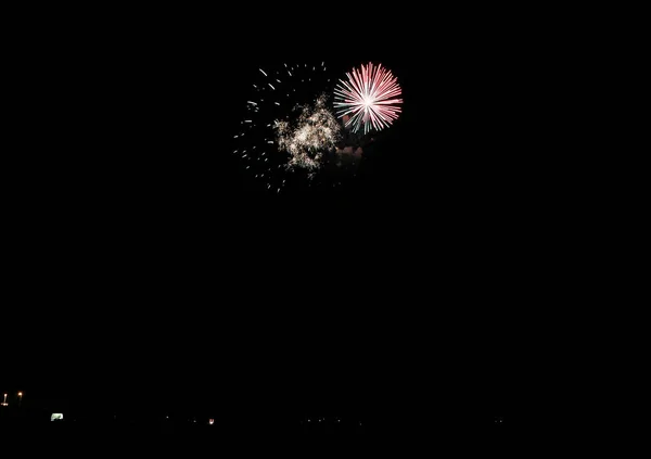 Blütenfeuerwerk Schwarzen Himmel Hochwertiges Foto — Stockfoto