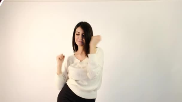 Bela Menina Italiana Dança Estúdio Fotos — Vídeo de Stock