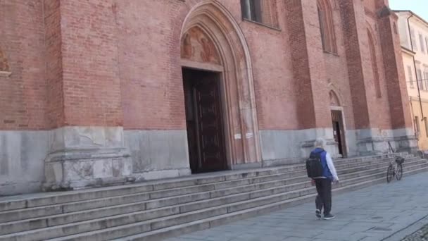 Pavia Olaszország 2019 Pavia Templom Santa Maria Feltételezés Egy Normális — Stock videók