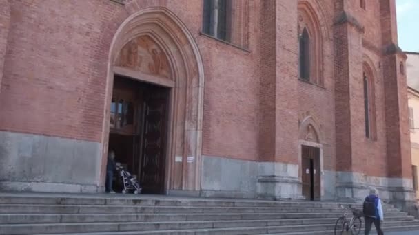 Pavia Italien 2019 Katedralen Pavia Kyrkan Santa Maria Antagandet Normal — Stockvideo