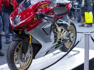 Milano, İtalya - 2021 11: Eicma Milano Bisiklet Fuarı Mv Agusta F4. Yüksek kalite fotoğraf