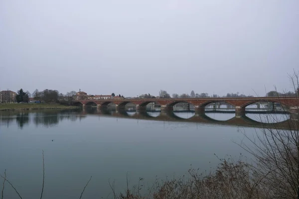 San Mauro Torinese Turin Panorama Historic Bridge High Quality Photo — Stock Photo, Image