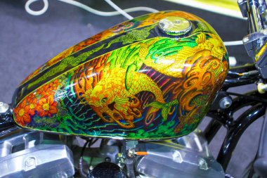 Verona, İtalya - 2018 0112: MBE Verona Bisiklet Fuarı Bisiklet Fuarı ve Özel Araba Fuarı - özel yapım tank safrası. Yüksek kalite fotoğraf