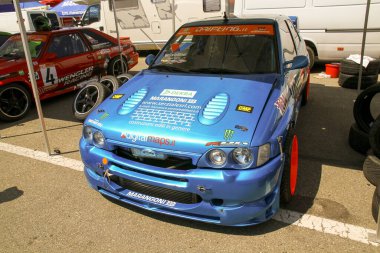 Rimini Italia 04 02 2011: Rimini Akortlu arabalar etkinliği Ford Escort Cosworth, yüksek kaliteli fotoğraf
