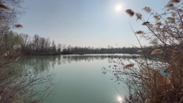 Espansione Del Fiume Enza Montecchio Emilia Con Sbarramento — Video Stock