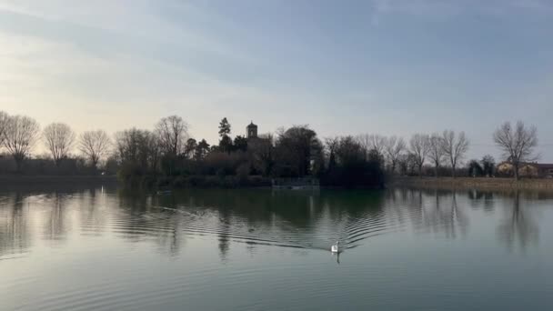 Villa Este Reggio Emilia Blick Auf Den See Und Das — Stockvideo