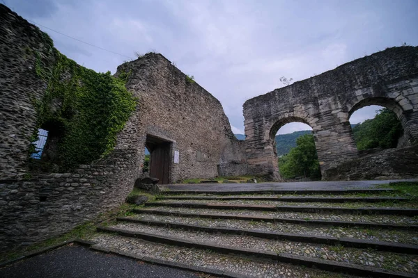 Arco Medieval Susa Con Torres Guardia Para Defender Ciudad Italia —  Fotos de Stock