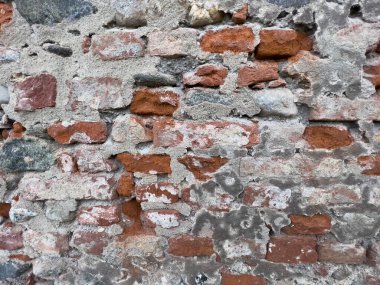 Eski harabe duvarlar ve kırmızı tuğlalar. Yüksek kalite fotoğraf