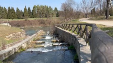 Pellerina parkındaki Torino 'da balık asansörü kayması. Yüksek kalite 4k görüntü