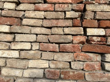 Eski harabe duvarlar kırmızı tuğlalar. Yüksek kalite fotoğraf