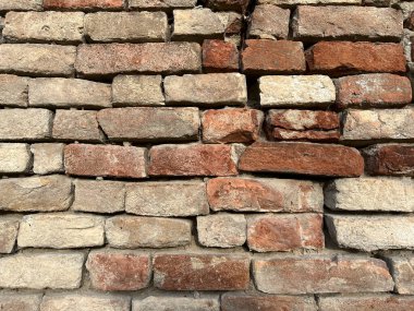 Eski harabe duvarlar kırmızı tuğlalar. Yüksek kalite fotoğraf