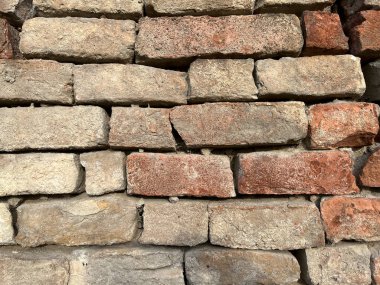 Eski harabe duvarlar kırmızı tuğlalar. Yüksek kalite fotoğraf