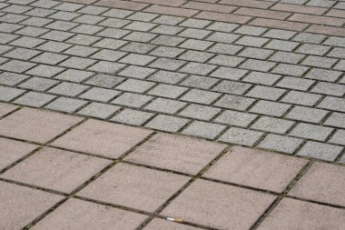 Kare beton, kendi kendine kilitlenen tuğla zemin. Yüksek kalite fotoğraf