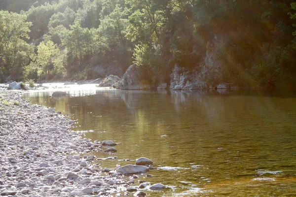 Torrente Enza Provincia Reggio Emilia Italia Día Soleado Foto Alta —  Fotos de Stock