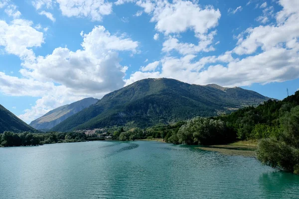 Der See Von Scanno Pescasseroli Abruzzo Von Der Brücke Aus — Stockfoto