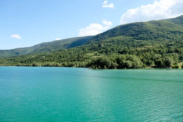 Meer Van Scanno Pescasseroli Abruzzo Vanaf Brug Gezien Hoge Kwaliteit — Stockfoto