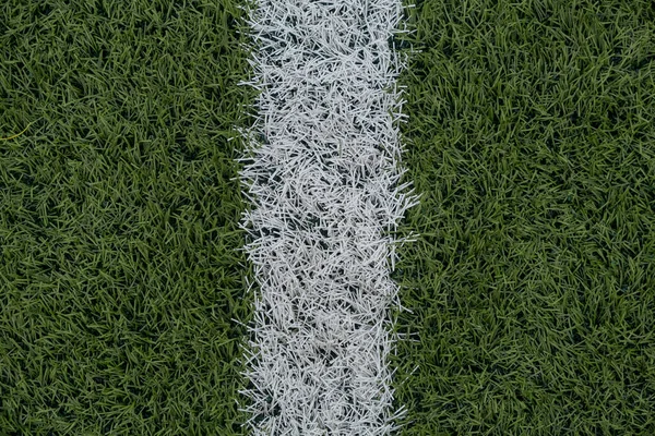 Green Synthetic Grass Sports Field White Line Shot Sports Background — Fotografia de Stock