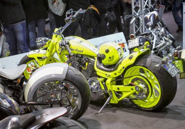 Verona, İtalya - 2018 MBE Verona Bisiklet Fuarı Bisiklet Fuarı ve Özel Araba Fuarı - özel boyalı bisiklet. Yüksek kalite fotoğraf