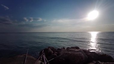 rocks and rough mediterranean adriatic sea panorama. High quality 4k footage